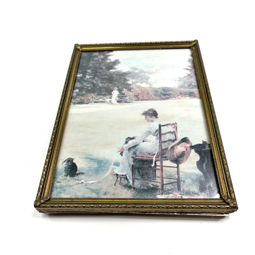 Vintage Gold Metal Photo Frame 5x7" Photo **NO STAND